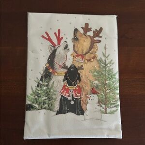 Mary Lake Thompson flour sack kitchen towel holiday dogs